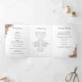 Rustic Bloom Wedding Zeremonie Dreifach-gefaltete Programmkarte (Innenseite)