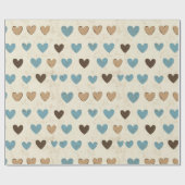 Rustic Blue and Brown Heart Pattern for Father’s  Geschenkpapier (Flach)