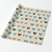 Rustic Blue and Brown Heart Pattern for Father’s  Geschenkpapier (Ungerollt)