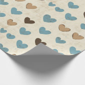 Rustic Blue and Brown Heart Pattern for Father’s  Geschenkpapier (Ecke)