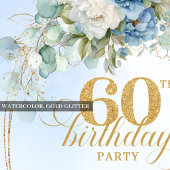Rustic Blue and Gold 60th Birthday Invitation Einladung