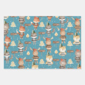 Rustic Blue Baby First Christmas Animals Add Name Geschenkpapier Set (Vorderseite 3)