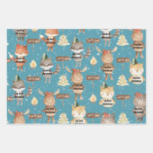 Rustic Blue Baby First Christmas Animals Add Name Geschenkpapier Set (Vorderseite 2)