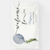 Rustic Blue Balloon Baby Dusche Willkommen Banner (Vertikal)