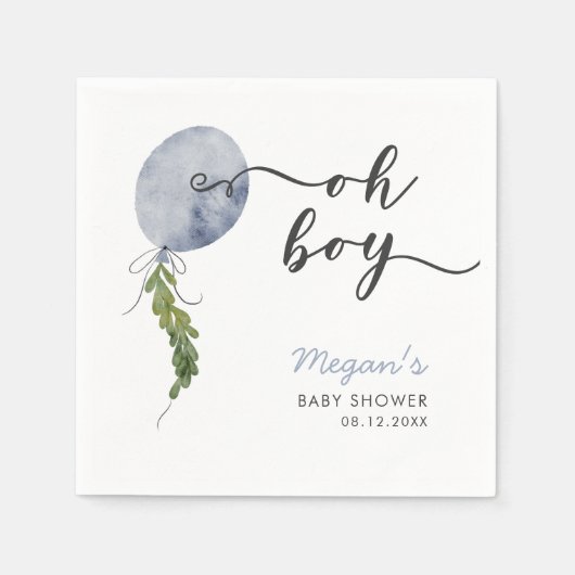 Rustic Blue Balloon Babydusche Serviette (Vorderseite)