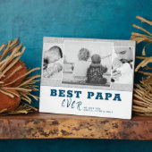 Rustic Blue Best Papa Vatertag 3 FotoCollage Fotoplatte (Seite)