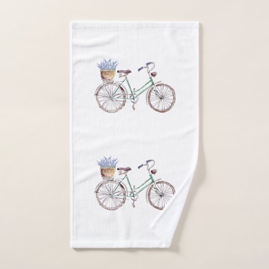 Rustic Blue Bicycle Lavender Floral Badhandtuch Set (Handtuch)