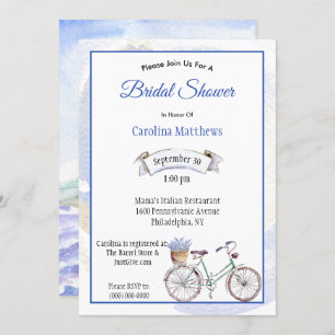 Rustic Blue Bicycle Lavender Floral Brautparty Einladung