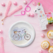 Rustic Blue Bicycle Lavender Floral Pappteller (Party)