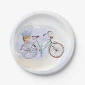 Rustic Blue Bicycle Lavender Floral Pappteller (Vorderseite)