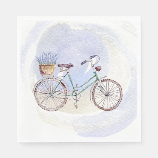 Rustic Blue Bicycle Lavender Floral Serviette (Vorderseite)