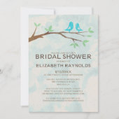 Rustic Blue Bird Bridal Dusche Einladungen (Vorderseite)