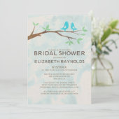 Rustic Blue Bird Bridal Dusche Einladungen (Stehend Vorderseite)