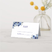 Rustic Blue Blooms – Boho Wedding Platzkarte (Rückseite)