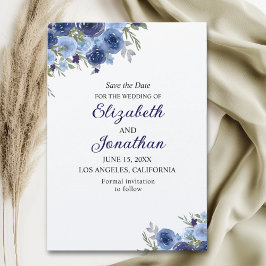 Rustic Blue Blooms – Boho Wedding Save The Date