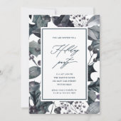 Rustic Blue Botanic Calligraphy Holiday Party Einladung (Vorderseite)