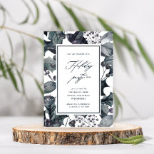 Rustic Blue Botanic Calligraphy Holiday Party