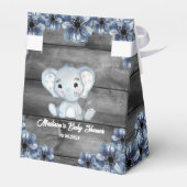 Rustic Blue Boy Elephant Gefallen Box Baby Dusche Geschenkschachtel (Rückseite)