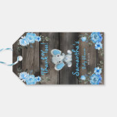 Rustic Blue Boy Elephant Giveaway Baby Dusche Geschenkanhänger (Rückseite Horizontal)
