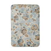 Rustic Blue Brown Tan Floral Badematte (Vorderseite Vertikal)