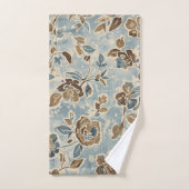 Rustic Blue Brown Tan Floral Badhandtuch Set (Handtuch)