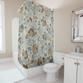 Rustic Blue Brown Tan Floral Duschvorhang (Beispiel)