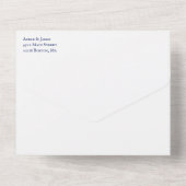 Rustic Blue Brush Script Foto Hochzeit All In One Einladung (Rückseite)