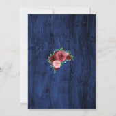 Rustic Blue Burgundy Round Watercolor Dusche Einladung (Rückseite)