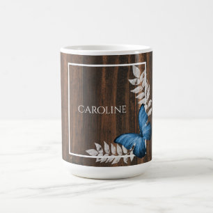 Rustic Blue Butterfly Personalisiert Coffee Tasse