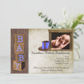 Rustic Blue Country Foto Baby Ankündigung (Stehend Vorderseite)