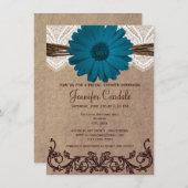 Rustic Blue Daisy Bridal Dusche Einladungen (Vorne/Hinten)