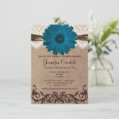 Rustic Blue Daisy Bridal Dusche Einladungen (Stehend Vorderseite)