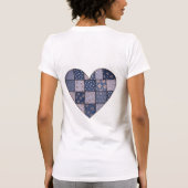 Rustic Blue Denim Patchwork Heart Illustration T-Shirt (Rückseite)