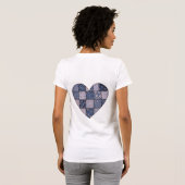 Rustic Blue Denim Patchwork Heart Illustration T-Shirt (Schwarz voll)