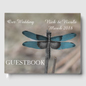 Rustic Blue Dragonfly Wedbook Gästebuch (Vorderseite)