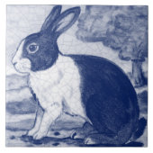 Rustic Blue Dutch Bunny Rabbit Delft Faces Verlass Fliese (Vorderseite)