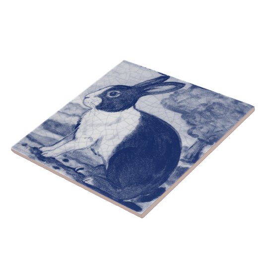 Rustic Blue Dutch Bunny Rabbit Delft Faces Verlass Fliese (Seite)