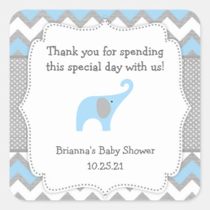 Rustic Blue Elephant Baby Dusche bevorzugt Aufkleb Quadratischer Aufkleber