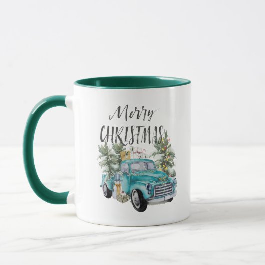 Rustic Blue Farmhouse LKW Weihnachten Tasse (Links)