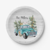 Rustic Blue Farmhouse LKW Weihnachts-Party Pappteller (Vorderseite)