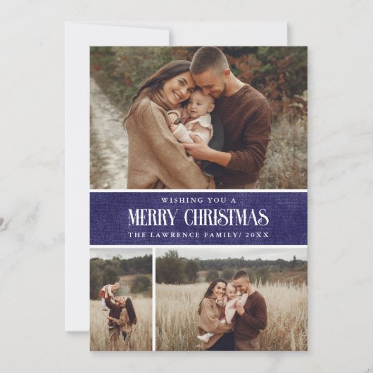 Rustic Blue Farmhouse Weihnachten 3 Foto Collage (Vorderseite)