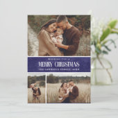 Rustic Blue Farmhouse Weihnachten 3 Foto Collage (Stehend Vorderseite)