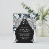 Rustic Blue Floral Budget Hochzeitseinladungen (Stehend Vorderseite)