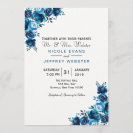 Rustic Blue Floral Country Barn Wedding Card Einladung