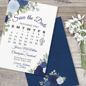 Rustic Blue Floral Elegante Boho Wedding Calendar Save The Date