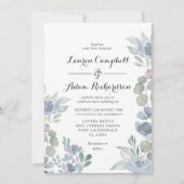 Rustic Blue Floral & Eucalyptus Wedding  Einladung (Vorderseite)