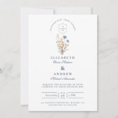 Rustic Blue Floral Garden Wedding Einladung (Vorderseite)