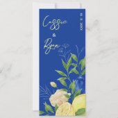 Rustic Blue Floral Lemon Sommer Hochzeitsprogramm Einladung (Vorderseite)
