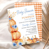 Rustic Blue Floral Little Pumpkin Baby Dusche Einladung