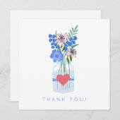 Rustic Blue Floral Vielen Dank Dankeskarte (Vorne/Hinten)